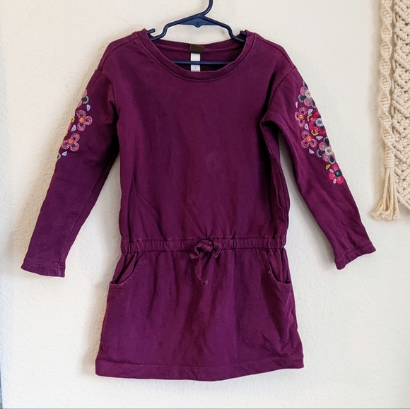 Tea Collection Ditsy Willow Dotty Drawstring Dress Floral Red Pink Purple Sz 5 - Picture 5 of 15